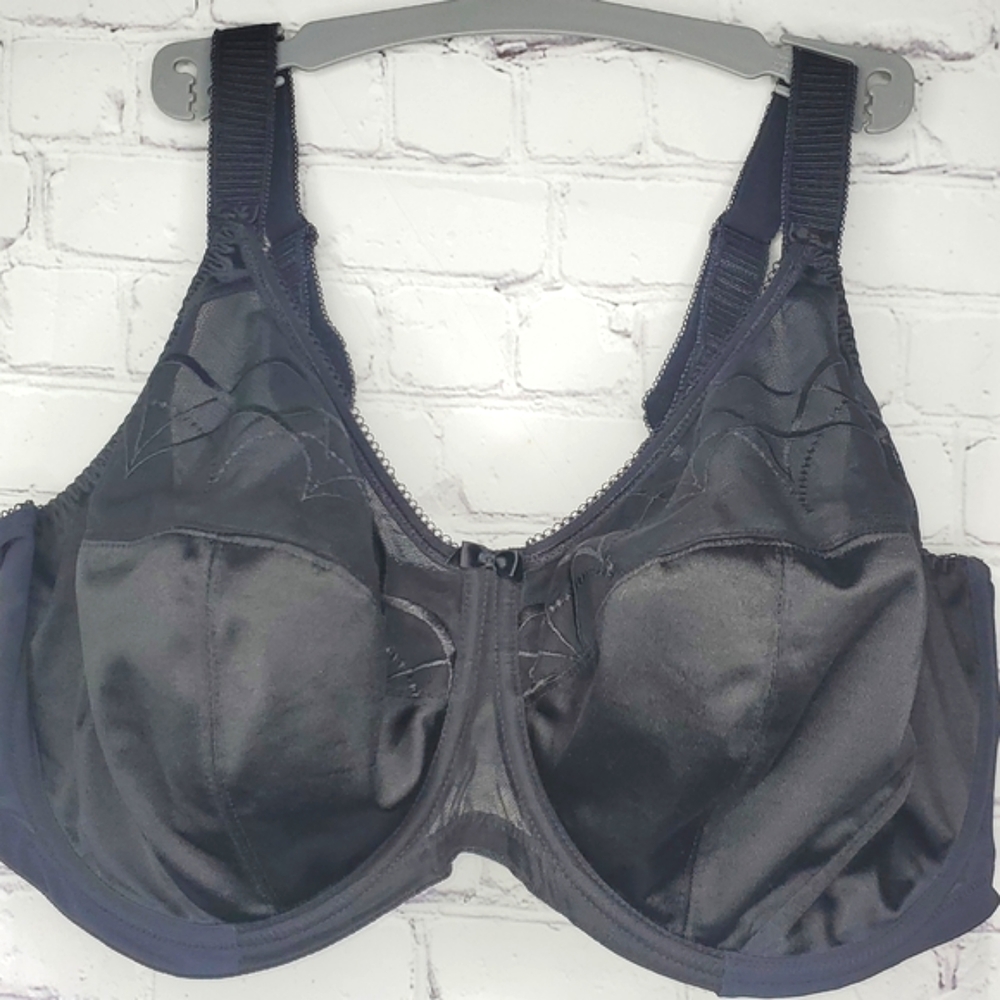 Elomi Cate Black Silky Lace Unlined Underwire Bra42H
